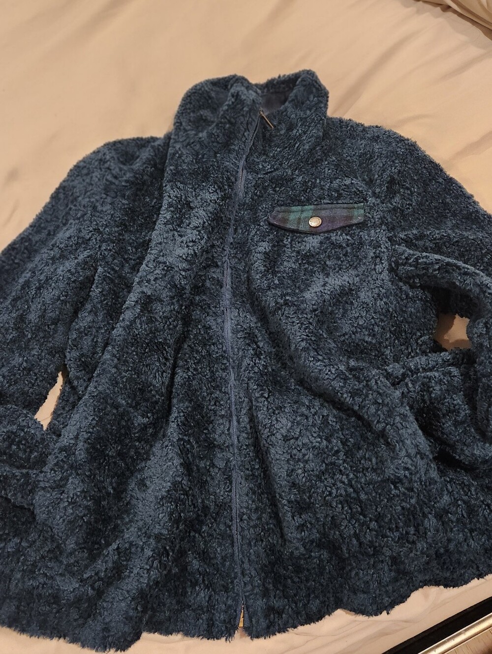 Pendelton Dark Teal Blue Green Sweater Jacket With Pockets Size Large